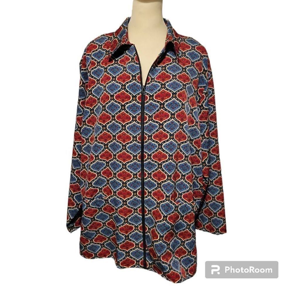 BonWorth Womens Top  Multi Color Egyptian Design Jacket Blouse Women's Petite La